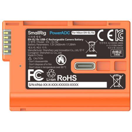 SmallRig 4967 - zamiennik akumulatora Nikon EN-EL15c, 2400 mAh, USB-C, pomarańczowy_2
